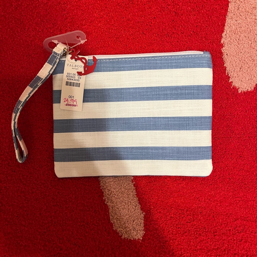 Talbots blue striped wristlet
